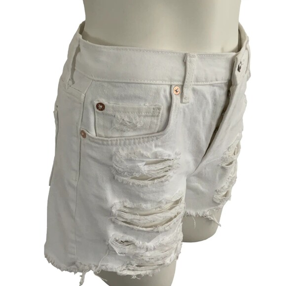 Free People Women Size 26 Distressed White Short Raw Hem - Picture 11 of 11